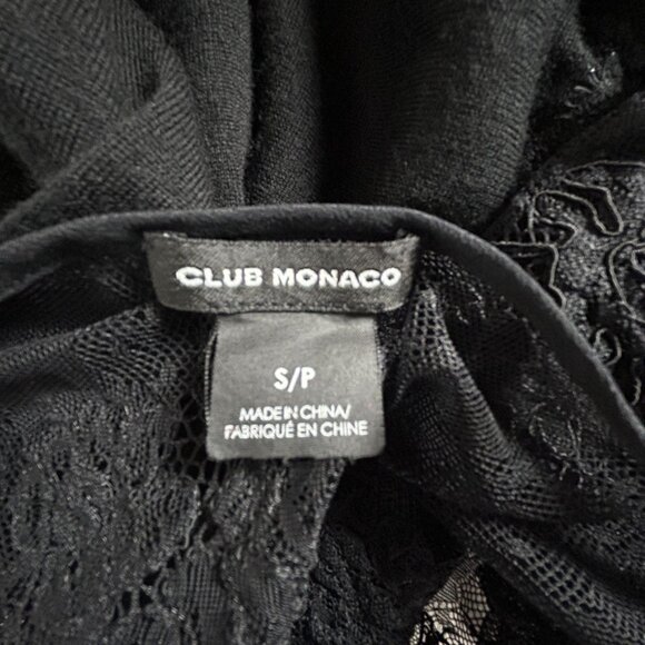 Club Monaco Womens Black Lace Insert Sweater Small Pullover 3/4 Sleeve Casual - Picture 3 of 7